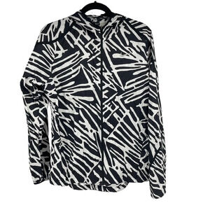 Nike ultra thin packable running jacket black and white zip front hooded L